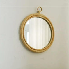 Round Vintage Rattan Korean Handmade Makeup Mirror