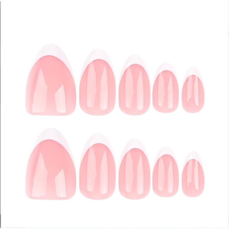 24 PCS Minimalist Nail Art With Short Circles Press On Nails Short Almond Fake Nails Oval French Tip False Nails